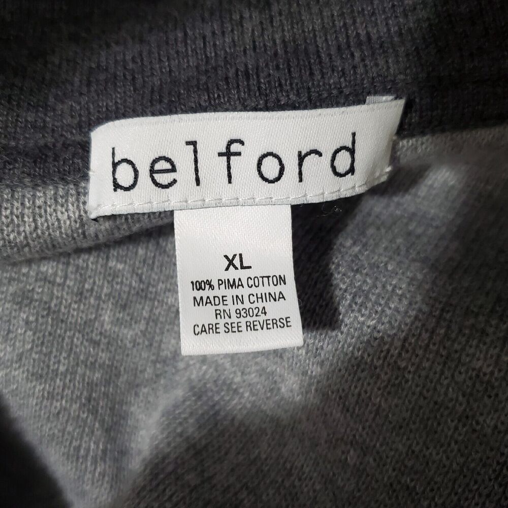 Belford Jacket XL Gray Zip Front Cardigan Sweater Pima Cotton Funnel Mock - Picture 8 of 9